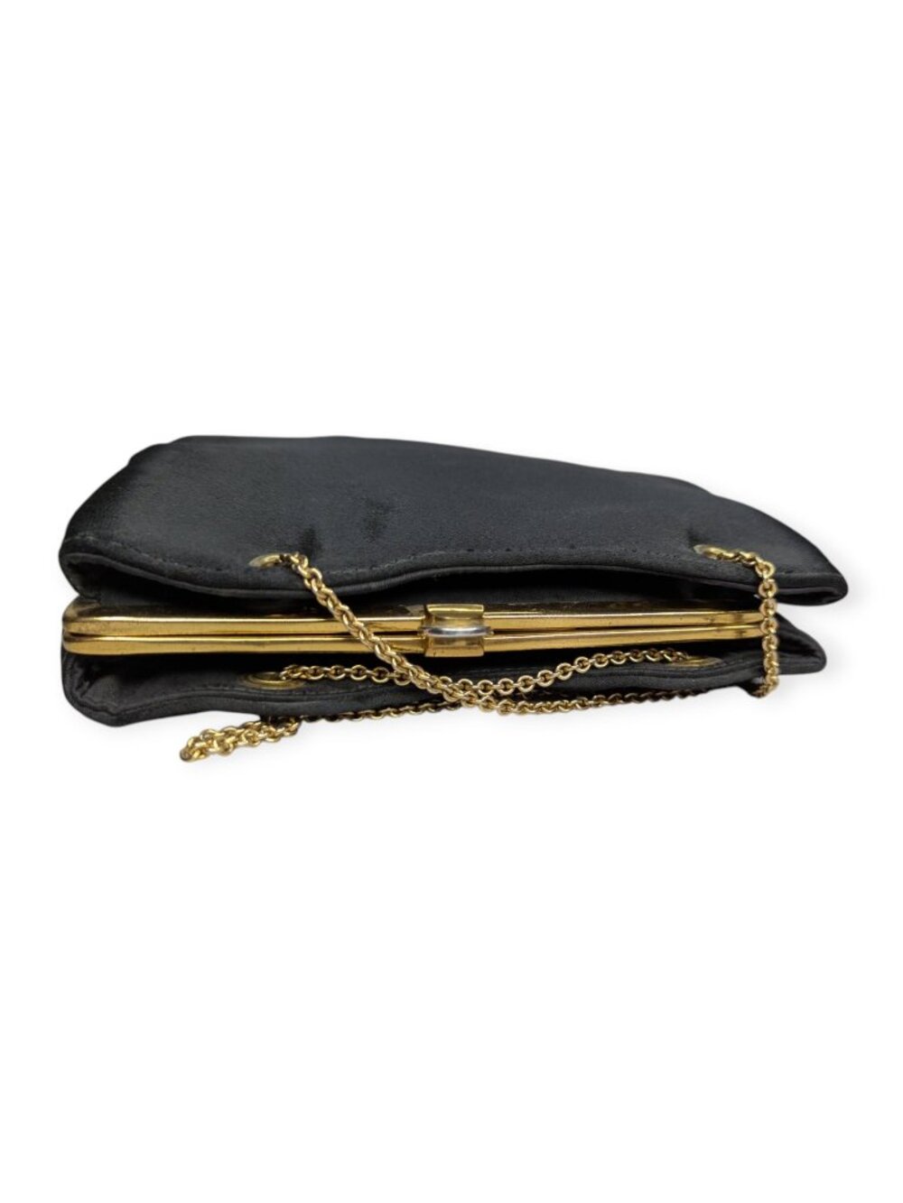 Ande Classic Black Shoulder Evening Bag with Adjustable Gold Tone Chain Strap - Picture 10 of 15